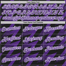 Charger l'image dans la galerie, Custom Black Purple-White Geometric Zigzag Shape Lightning Performance Polo Shirt
