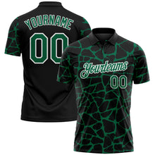 Charger l'image dans la galerie, Custom Black Kelly Green-White 3D Pattern Abstract Network Crackle Performance Polo Shirt
