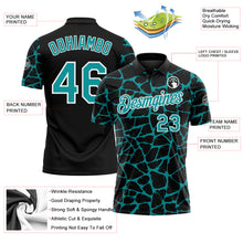 Загрузить изображение в средство просмотра галереи, Custom Black Teal-White 3D Pattern Abstract Network Crackle Performance Polo Shirt
