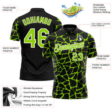 Laden Sie das Bild in den Galerie-Viewer, Custom Black Neon Green-White 3D Pattern Abstract Network Crackle Performance Polo Shirt
