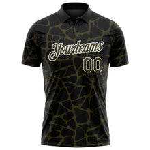 Charger l'image dans la galerie, Custom Black Olive-White 3D Pattern Abstract Network Crackle Performance Polo Shirt

