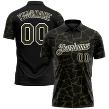 Charger l'image dans la galerie, Custom Black Olive-White 3D Pattern Abstract Network Crackle Performance Polo Shirt

