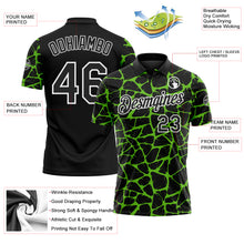 Charger l'image dans la galerie, Custom Black Aurora Green-White 3D Pattern Abstract Network Crackle Performance Polo Shirt
