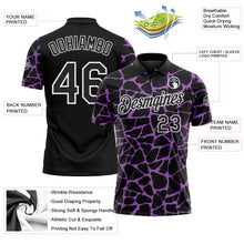 Load image into Gallery viewer, Custom Black Medium Purple-White 3D Pattern Abstract Network Crackle Performance Polo Shirt
