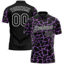 Load image into Gallery viewer, Custom Black Medium Purple-White 3D Pattern Abstract Network Crackle Performance Polo Shirt
