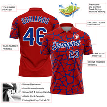 Загрузить изображение в средство просмотра галереи, Custom Red Royal-White 3D Pattern Abstract Network Crackle Performance Polo Shirt
