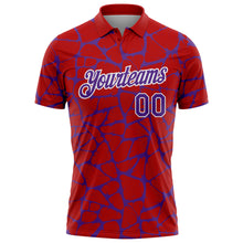 Загрузить изображение в средство просмотра галереи, Custom Red Purple-White 3D Pattern Abstract Network Crackle Performance Polo Shirt
