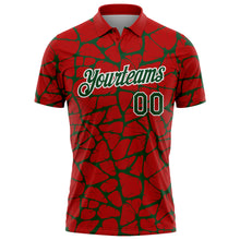 Laden Sie das Bild in den Galerie-Viewer, Custom Red Green-White 3D Pattern Abstract Network Crackle Performance Polo Shirt
