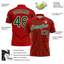 Laden Sie das Bild in den Galerie-Viewer, Custom Red Green-White 3D Pattern Abstract Network Crackle Performance Polo Shirt
