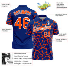 Загрузить изображение в средство просмотра галереи, Custom Royal Orange-White 3D Pattern Abstract Network Crackle Performance Polo Shirt
