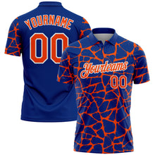 Загрузить изображение в средство просмотра галереи, Custom Royal Orange-White 3D Pattern Abstract Network Crackle Performance Polo Shirt
