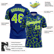 Charger l'image dans la galerie, Custom Royal Neon Green-White 3D Pattern Abstract Network Crackle Performance Polo Shirt
