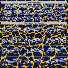 Load image into Gallery viewer, Custom Navy Gold-White 3D Pattern Abstract Network Crackle Performance Polo Shirt

