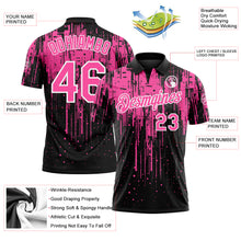 Laden Sie das Bild in den Galerie-Viewer, Custom Black Pink-White Dripping Splatter Paint Performance Polo Shirt
