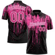 Laden Sie das Bild in den Galerie-Viewer, Custom Black Pink-White Dripping Splatter Paint Performance Polo Shirt
