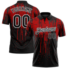 Laden Sie das Bild in den Galerie-Viewer, Custom Black Red-White Dripping Splatter Paint Performance Polo Shirt
