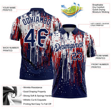 Laden Sie das Bild in den Galerie-Viewer, Custom Navy Red-White Dripping Splatter Paint Performance Polo Shirt
