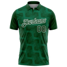 Charger l'image dans la galerie, Custom Green Kelly Green-White Geometric Block Diagonal Line Hatching Performance Polo Shirt
