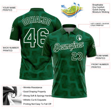 Charger l'image dans la galerie, Custom Green Kelly Green-White Geometric Block Diagonal Line Hatching Performance Polo Shirt
