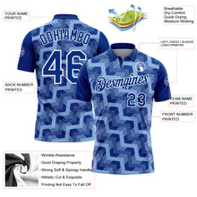 Laden Sie das Bild in den Galerie-Viewer, Custom Royal Light Blue-White Geometric Block Diagonal Line Hatching Performance Polo Shirt
