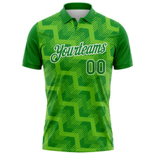Laden Sie das Bild in den Galerie-Viewer, Custom Grass Green Aurora Green-White Geometric Block Diagonal Line Hatching Performance Polo Shirt
