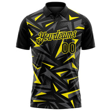 Загрузить изображение в средство просмотра галереи, Custom Black Steel Gray-Light Yellow Cyber Mecha E-sport Geometric Shards Spike Performance Polo Shirt
