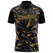 Загрузить изображение в средство просмотра галереи, Custom Black Steel Gray-Old Gold Cyber Mecha E-sport Geometric Shards Spike Performance Polo Shirt

