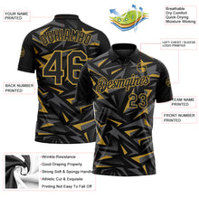 Загрузить изображение в средство просмотра галереи, Custom Black Steel Gray-Old Gold Cyber Mecha E-sport Geometric Shards Spike Performance Polo Shirt

