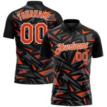 Load image into Gallery viewer, Custom Black Orange Steel Gray-White Cyber Mecha E-sport Geometric Shards Spike Performance Polo Shirt
