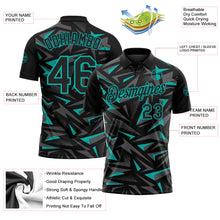 Load image into Gallery viewer, Custom Black Steel Gray-Aqua Cyber Mecha E-sport Geometric Shards Spike Performance Polo Shirt
