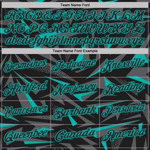 Load image into Gallery viewer, Custom Black Steel Gray-Aqua Cyber Mecha E-sport Geometric Shards Spike Performance Polo Shirt
