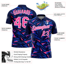 Laden Sie das Bild in den Galerie-Viewer, Custom Navy Pink Thunder Blue-White Cyber Mecha E-sport Geometric Shards Spike Performance Polo Shirt

