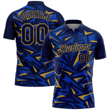 Загрузить изображение в средство просмотра галереи, Custom Navy Thunder Blue-Old Gold Cyber Mecha E-sport Geometric Shards Spike Performance Polo Shirt
