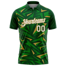 Charger l'image dans la galerie, Custom Green White Grass Green-Old Gold Cyber Mecha E-sport Geometric Shards Spike Performance Polo Shirt
