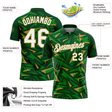 Charger l'image dans la galerie, Custom Green White Grass Green-Old Gold Cyber Mecha E-sport Geometric Shards Spike Performance Polo Shirt
