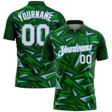 Charger l'image dans la galerie, Custom Green White Grass Green-Light Blue Cyber Mecha E-sport Geometric Shards Spike Performance Polo Shirt

