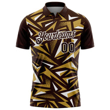 Load image into Gallery viewer, Custom Brown Old Gold-White Cyber Mecha E-sport Geometric Shards Spike Performance Polo Shirt
