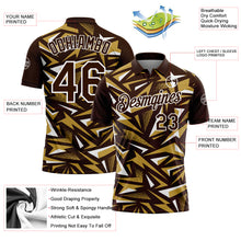 Load image into Gallery viewer, Custom Brown Old Gold-White Cyber Mecha E-sport Geometric Shards Spike Performance Polo Shirt
