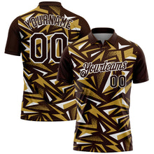 Load image into Gallery viewer, Custom Brown Old Gold-White Cyber Mecha E-sport Geometric Shards Spike Performance Polo Shirt
