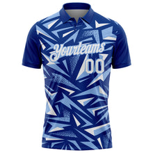 Charger l'image dans la galerie, Custom Royal White-Light Blue Cyber Mecha E-sport Geometric Shards Spike Performance Polo Shirt
