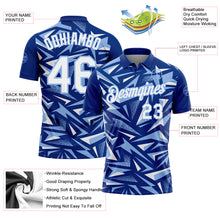 Charger l'image dans la galerie, Custom Royal White-Light Blue Cyber Mecha E-sport Geometric Shards Spike Performance Polo Shirt
