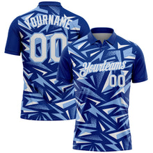 Charger l'image dans la galerie, Custom Royal White-Light Blue Cyber Mecha E-sport Geometric Shards Spike Performance Polo Shirt
