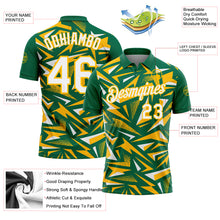Charger l'image dans la galerie, Custom Kelly Green White-Gold Cyber Mecha E-sport Geometric Shards Spike Performance Polo Shirt
