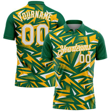 Charger l'image dans la galerie, Custom Kelly Green White-Gold Cyber Mecha E-sport Geometric Shards Spike Performance Polo Shirt
