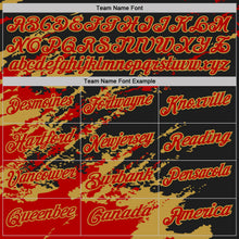 Load image into Gallery viewer, Custom Black Red-Old Gold Brush Stroke Shatter Splatter Performance Polo Shirt
