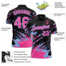Charger l'image dans la galerie, Custom Black Pink-Light Blue Brush Stroke Shatter Splatter Performance Polo Shirt
