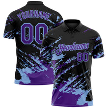 Загрузить изображение в средство просмотра галереи, Custom Black Purple-Light Blue Brush Stroke Shatter Splatter Performance Polo Shirt

