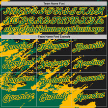 Загрузить изображение в средство просмотра галереи, Custom Black Kelly Green-Gold Brush Stroke Shatter Splatter Performance Polo Shirt
