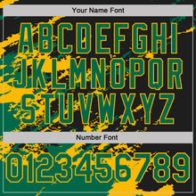 Загрузить изображение в средство просмотра галереи, Custom Black Kelly Green-Gold Brush Stroke Shatter Splatter Performance Polo Shirt
