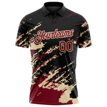 Charger l'image dans la galerie, Custom Black Crimson-Cream Brush Stroke Shatter Splatter Performance Polo Shirt
